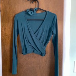 Long sleeve sheer green top